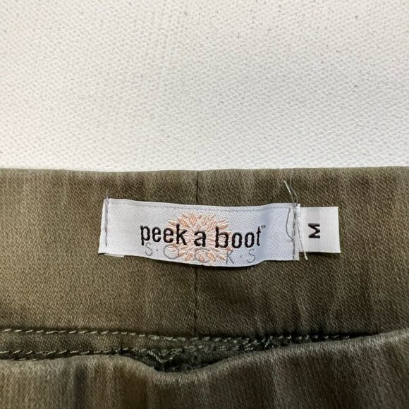 Peek A Boot Socks Womens Biker Moto Jeans Green Pull On Pockets Size Medium - Picture 10 of 10
